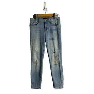 J Brand Women's Light Wash Cropped Halo Destruct Denim Jeans